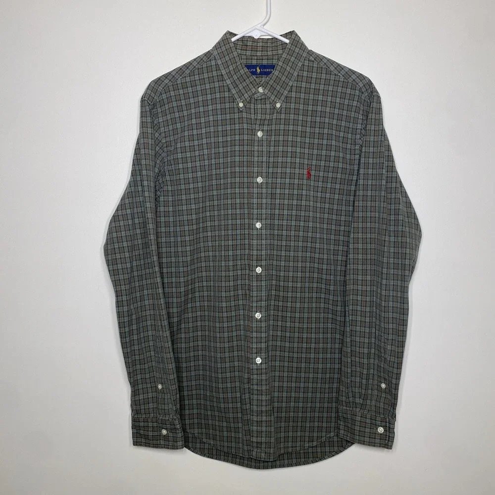 Polo Ralph‎ Lauren Button Down Shirt Men's Large Long Sleeve Plaid Green